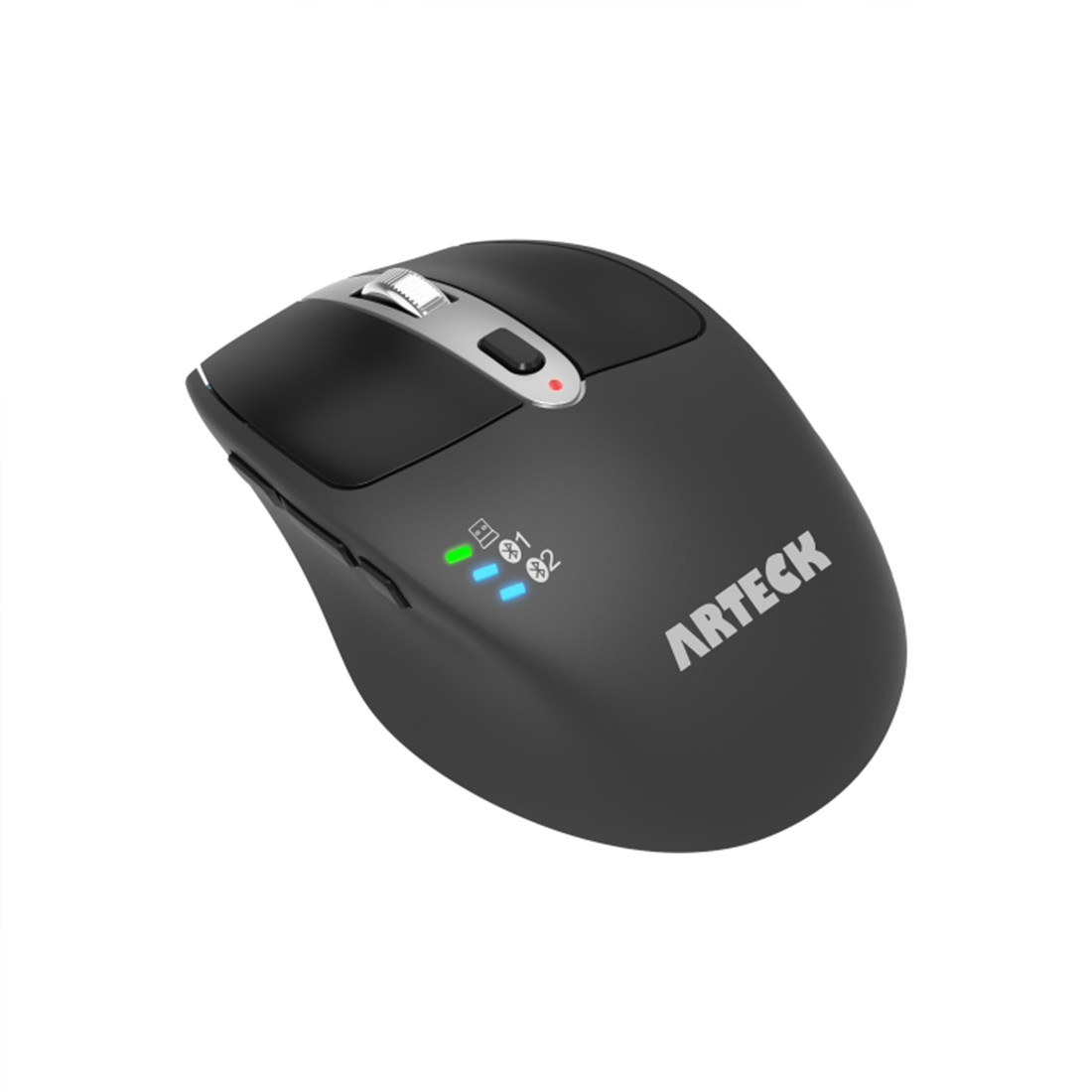 Arteck MD167 Wireless Bluetooth Mouse with Nano USB Receiver, Black, 4-Month Battery Life, Ergonomic Design