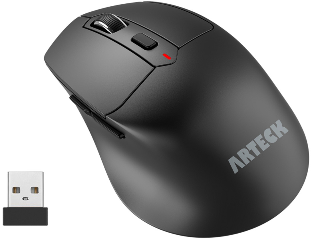 Arteck MW360 2.4G Wireless Mouse with Nano USB Receiver Ergonomic Right Hand Silent Clicking with Backward & Forward for Computer/Desktop/PC/Laptop and Windows 10/8/7 Build in Rechargeable Battery