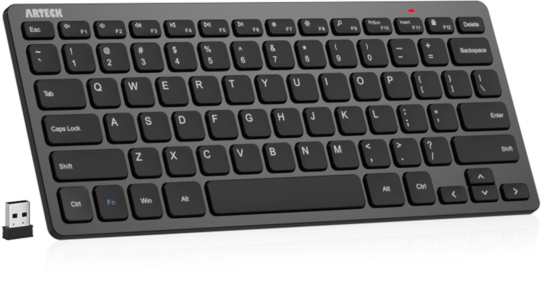 Arteck HW098 2.4G Wireless Keyboard Ultra Slim and Compact Keyboard with Media Hotkeys for Computer Desktop PC Laptop Surface Smart TV and Windows 11/10/8/7, Black