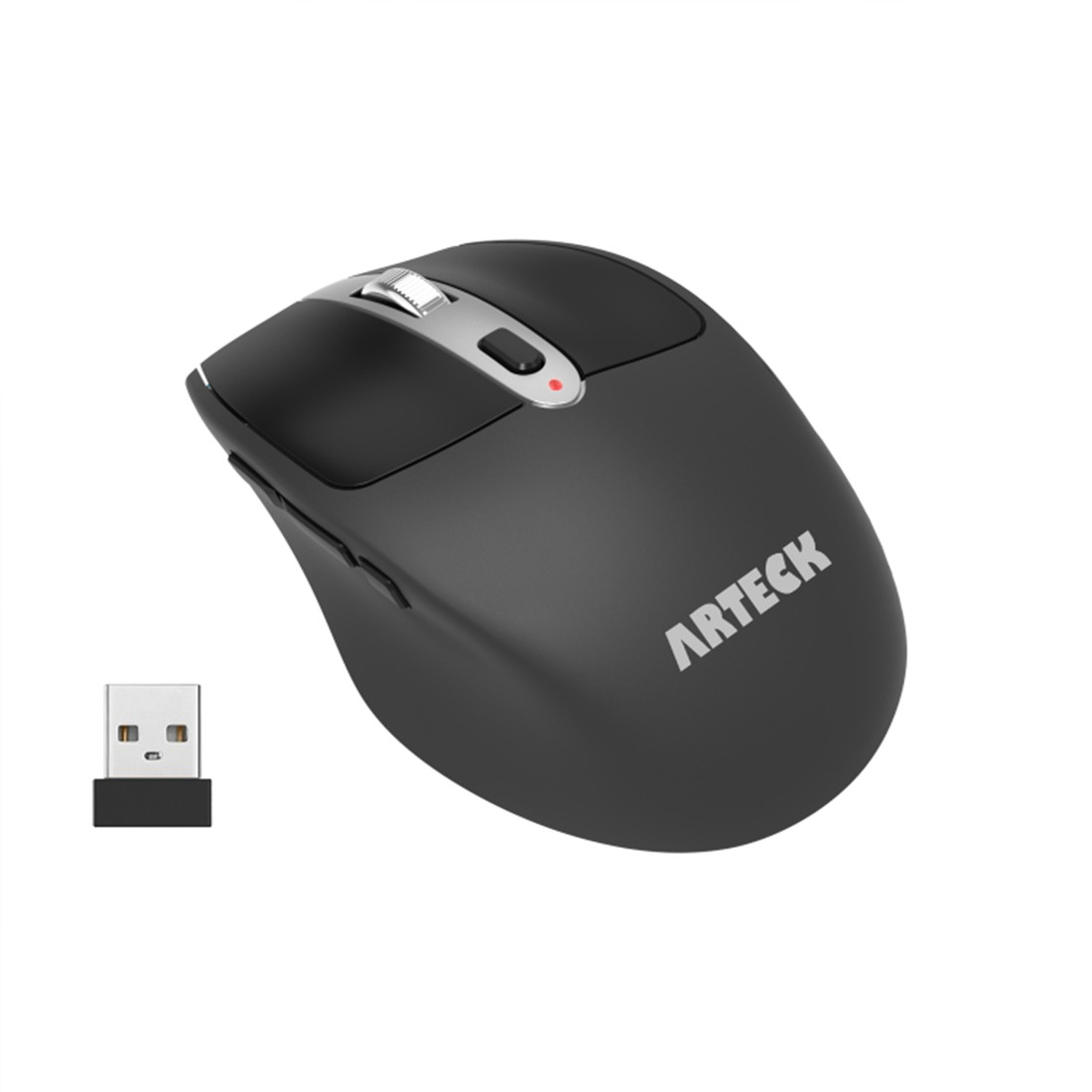 Arteck MW167 Wireless Mouse, 2.4G USB Wireless Ergonomic Optical Mouse, with Nano USB Receiver Silent Clicking Side Switch Buttons for Computer/Desktop/PC/Laptop and Windows 11/10 Rechargeable Battery